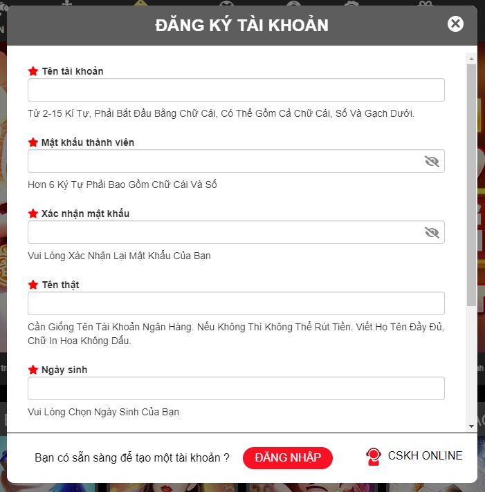 Cung cấp thông tin cá nhân để làm hồ sơ đăng ký tài khoản King88