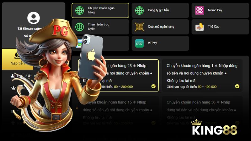 Hướng dẫn cách thức nạp tiền King88