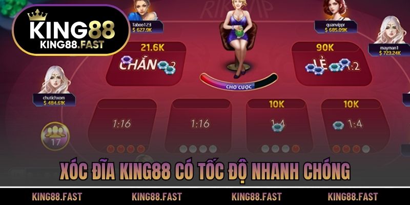 Xóc đĩa KING88 có tốc độ nhanh chóng
